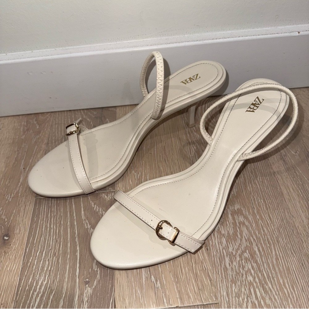 Zara Beige Strappy Heels
